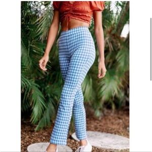 🔺SOLD🔺 12th Tribe Blue & White fit & flare high waist gingham pants size small
